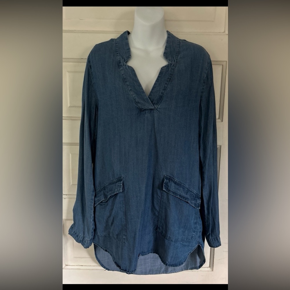 Lovestitch Tencel Tunic, Denim Color, Pockets. Size Medium